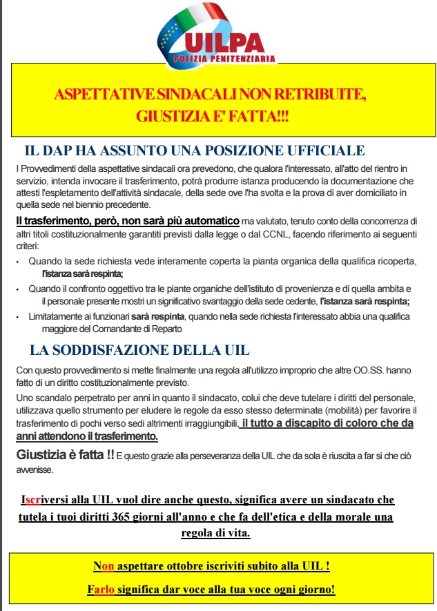 aspettativa non retribuita vittoria uil