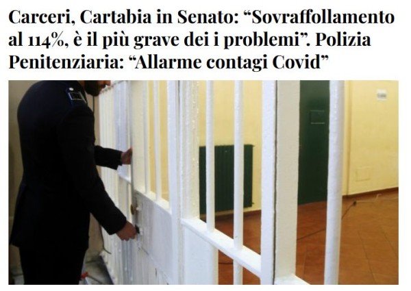Cartabia in Senato: “Sovraffollamento al 114%, è il più grave dei i problemi”. Polizia Penitenziaria: “Allarme contagi Covid”