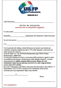Deleghe e revoche sindacali - Comparto Sicurezza - Personale appartenente al Corpo di Polizia Penitenziaria - Anno 2026